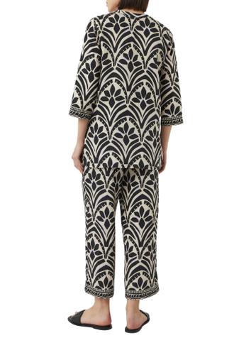 Bluse 36 - Schwarz|beige