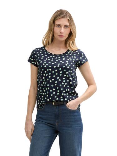 T-Shirt mit Rundhalsausschnitt XL Regular Fit - Navy Green Dots