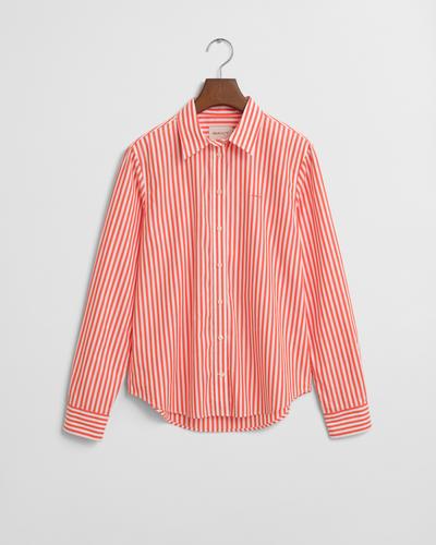 Regular Fit Popeline Bluse mit Streifen 36 - Orange Red