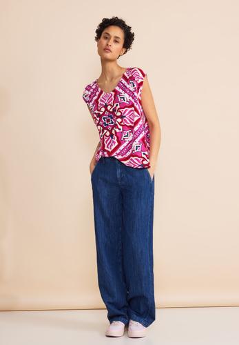 Jersey Top mit Print Rosa 40