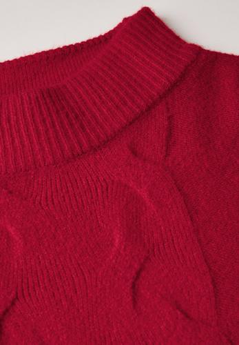Pullover mit Strickmuster Rot 36