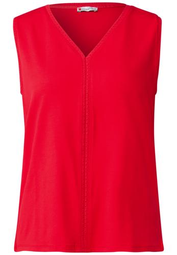 Jersey-Top mit Häkeldetails Rot 38