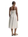 Midi-Trägerkleid mit Leinenanteil M Slim Fit - White Olive Vertical Stripe