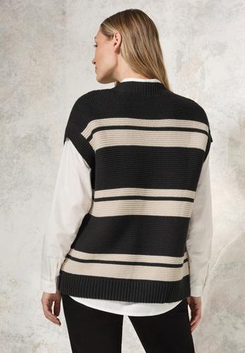 Gestreifte Weste L - Black