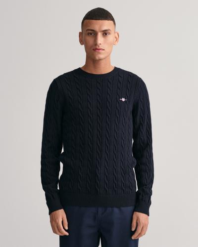 Zopfstrick Rundhalspullover aus Baumwolle XXXL - Evening Blue