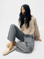 OBJLISA WIDE PANT AOP NOOS 44 Weiter Beinschnitt - Medium Grey Melange