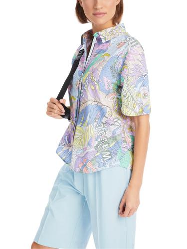 Bedruckte Bluse "Rethink Together" Violett 40