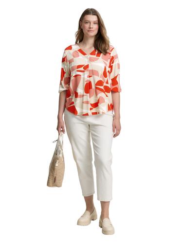 Plus Size - Bluse mit Muster 48 Regular Fit - Red Dots And Shapes Design