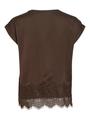 VIELLETTE S/S FULL SATIN LACE TOP - NOOS 34 Normal geschnitten - Coffee Bean