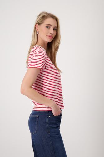 T-Shirt mit Struktur 36 - Red Ringel
