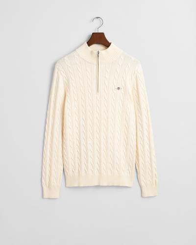 Zopfstrick Troyer aus Baumwolle XL - Cream