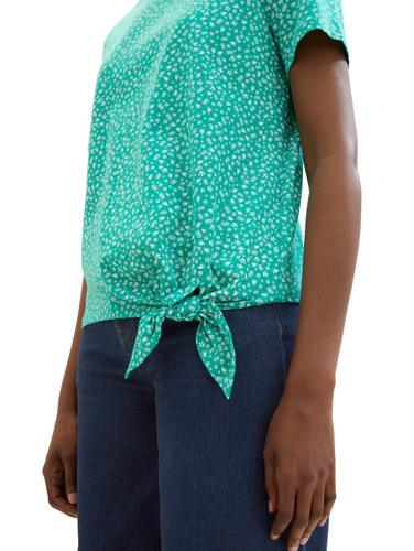 T-Shirt mit Knoten-Detail XS Regular Fit - Green Minimal Print