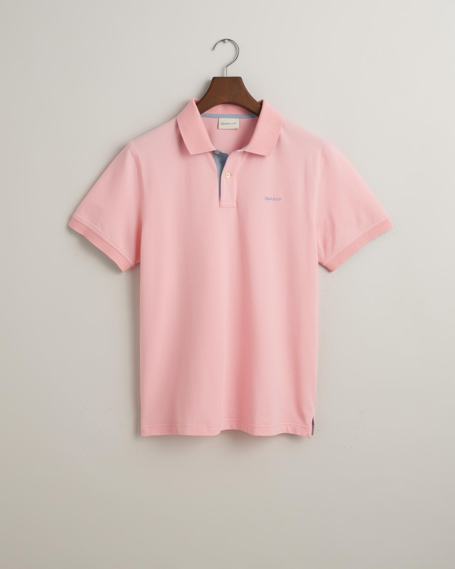 Kontrast Piqué Poloshirt XXXL - Bubbelgum Pink