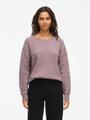 VILASSIA O-NECK L/S CABEL KNIT TOP -NOOS L Normal geschnitten - Toadstool
