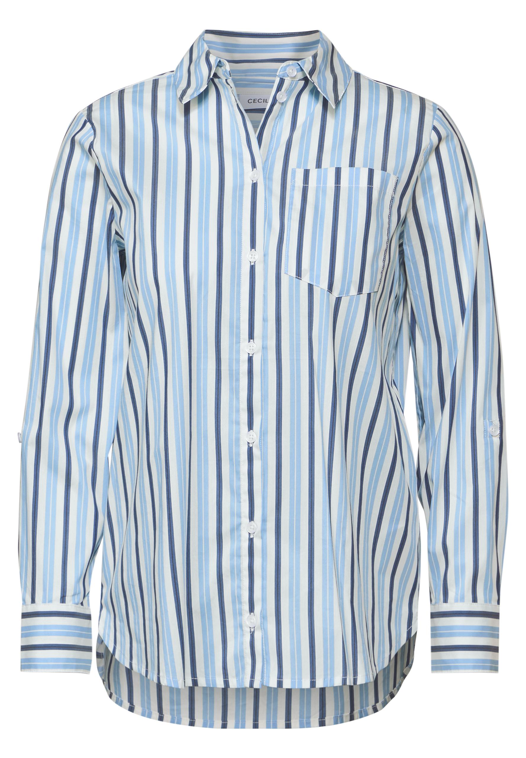 Gestreifte Longblouse XL - Fresh Light Blue