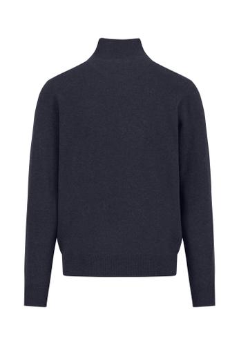 Troyer-Zip, Merino Cashmere 3XL Casual Fit - Navy
