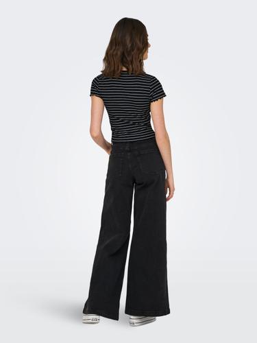 ONLEMMA STRIPE S/S TOP JRS M Normal geschnitten - Black