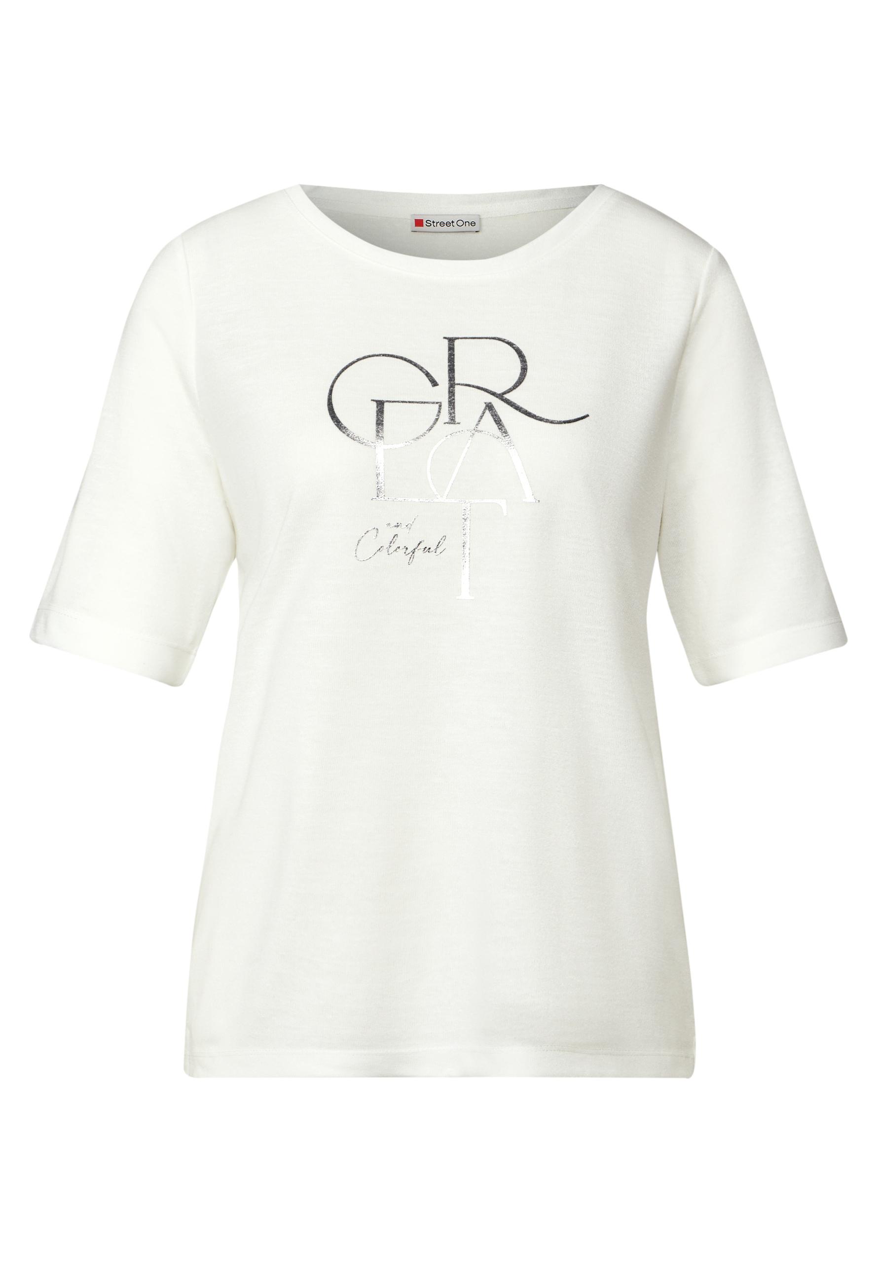 T-Shirt mit Folien-Wording 38 - Off White