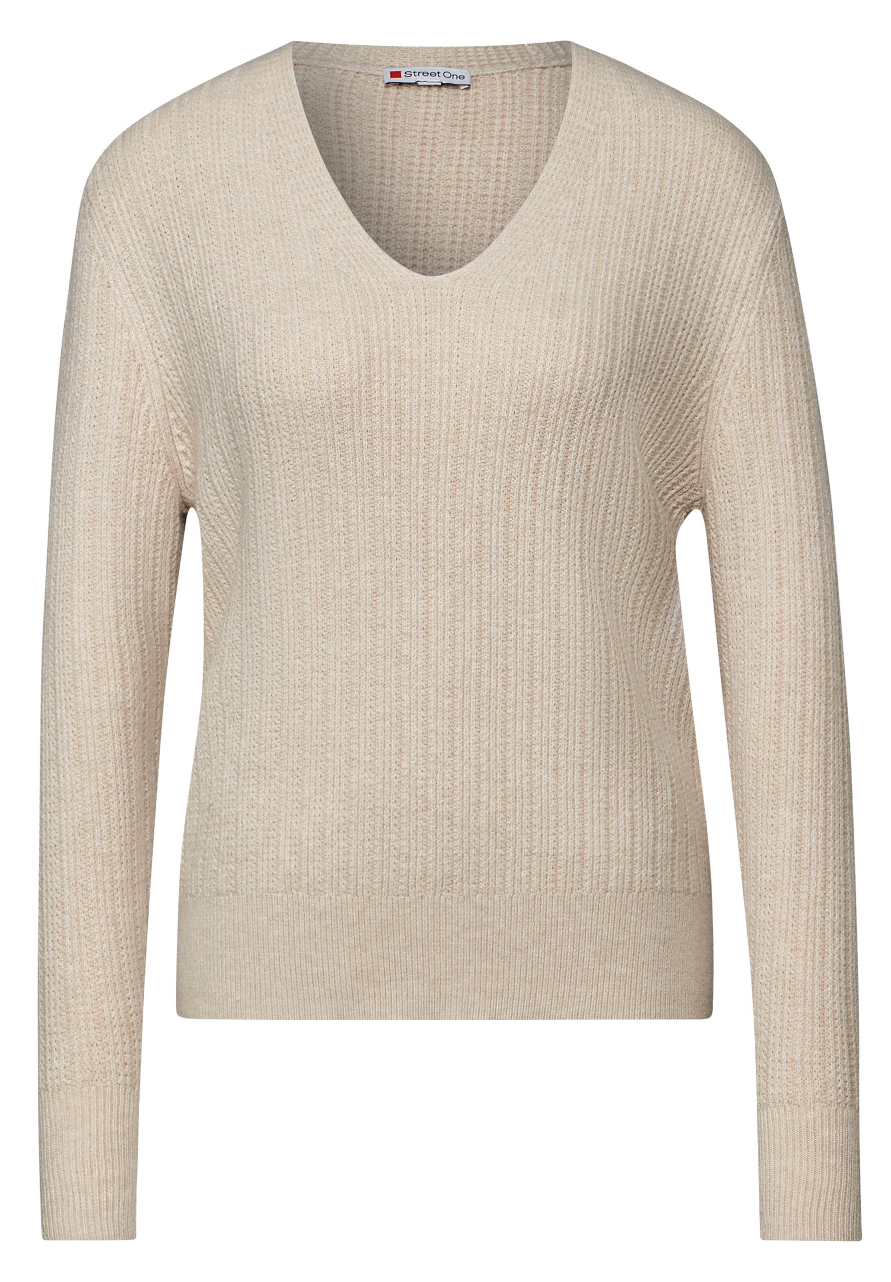 Kuscheliger V-Neck Pullover 38 - Sheer Beige Mel.