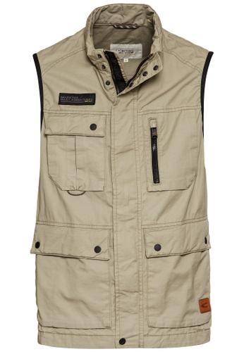 Outdoor-Weste mit Stehkragen Beige 50