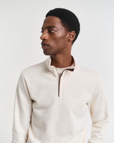 Sacker Rib Sweatshirt mit Reißverschlusskragen L - Cream