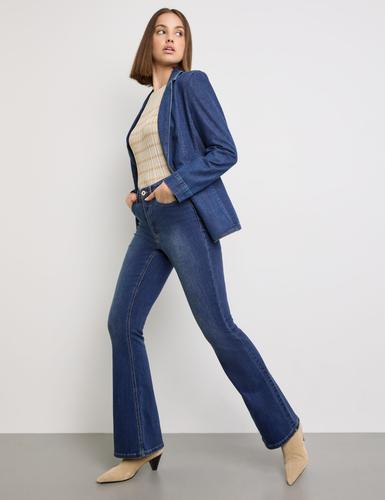 Bootcut Jeans 38 Figurbetont - Dark Blue Denim