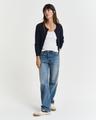 Strickjacke aus Stretch-Baumwolle mit Zopfmuster M - Evening Blue