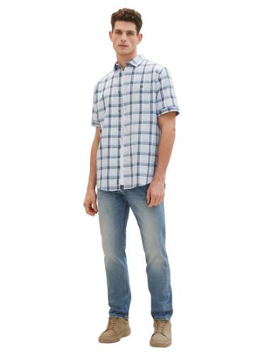 Kurzarmhemd mit Karomuster XL Regular Fit - Light Blue Multicolor Check