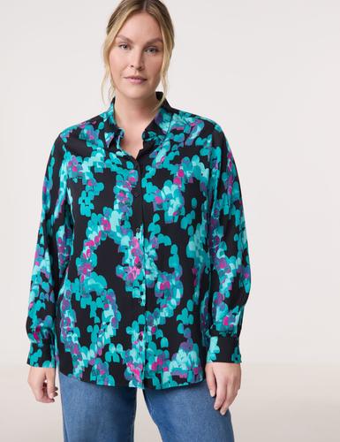 Lange Hemdbluse mit Allover-Print 54 Figurumspielend - Black Gemustert