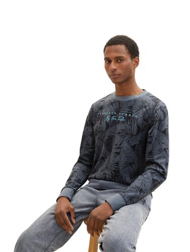 Sweatshirt mit Allover-Print XXXL Regular Fit - Navy Tonal Big Leaf Design