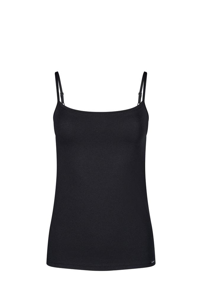 Skiny Damen Spaghettishirt Cotton Essentials Schwarz 44
