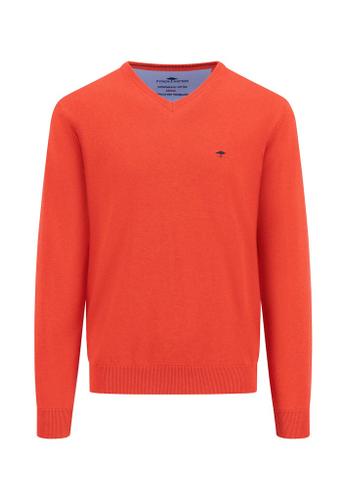 V-Neck, Superfine Rot 3XL
