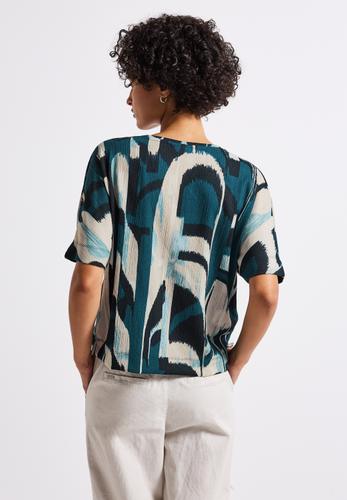 Gemustertes Crinkle Shirt 38 - Tide Blue