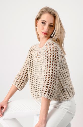Netzpullover mit Lurex 36 - Camel