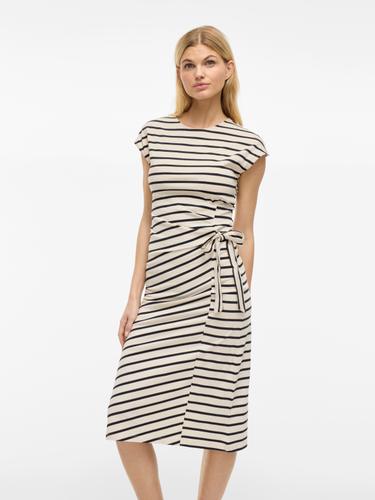 VIPOMPIA O-NECK CAP SLEEVE MIDI DRESS XS Normal geschnitten - Birch