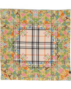 Nickituch Seidentuch mit FRAAS Plaid Karo und Tier-Print OS - Organic Green