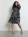 Ausgestelltes Stufenkleid mit Unterkleid 50 A-Linie | Ausgestellt - Navy Gemustert