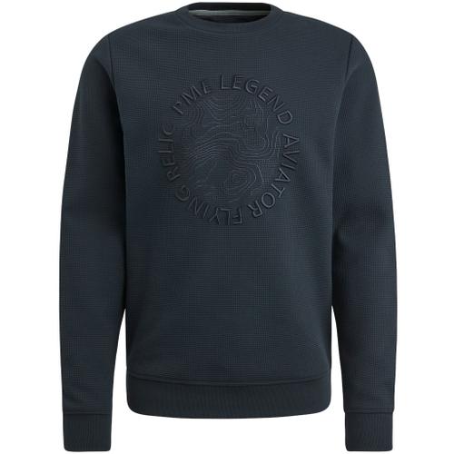 Crewneck waffle jersey Blau M
