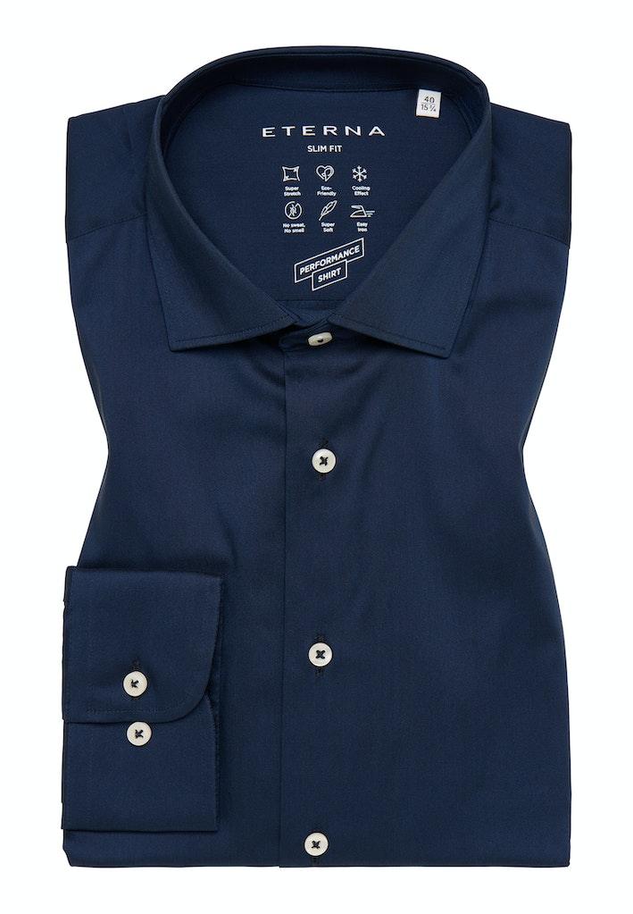 Performance Shirt Twill-Stretch Langarm Blau 40/Langarm - 67cm