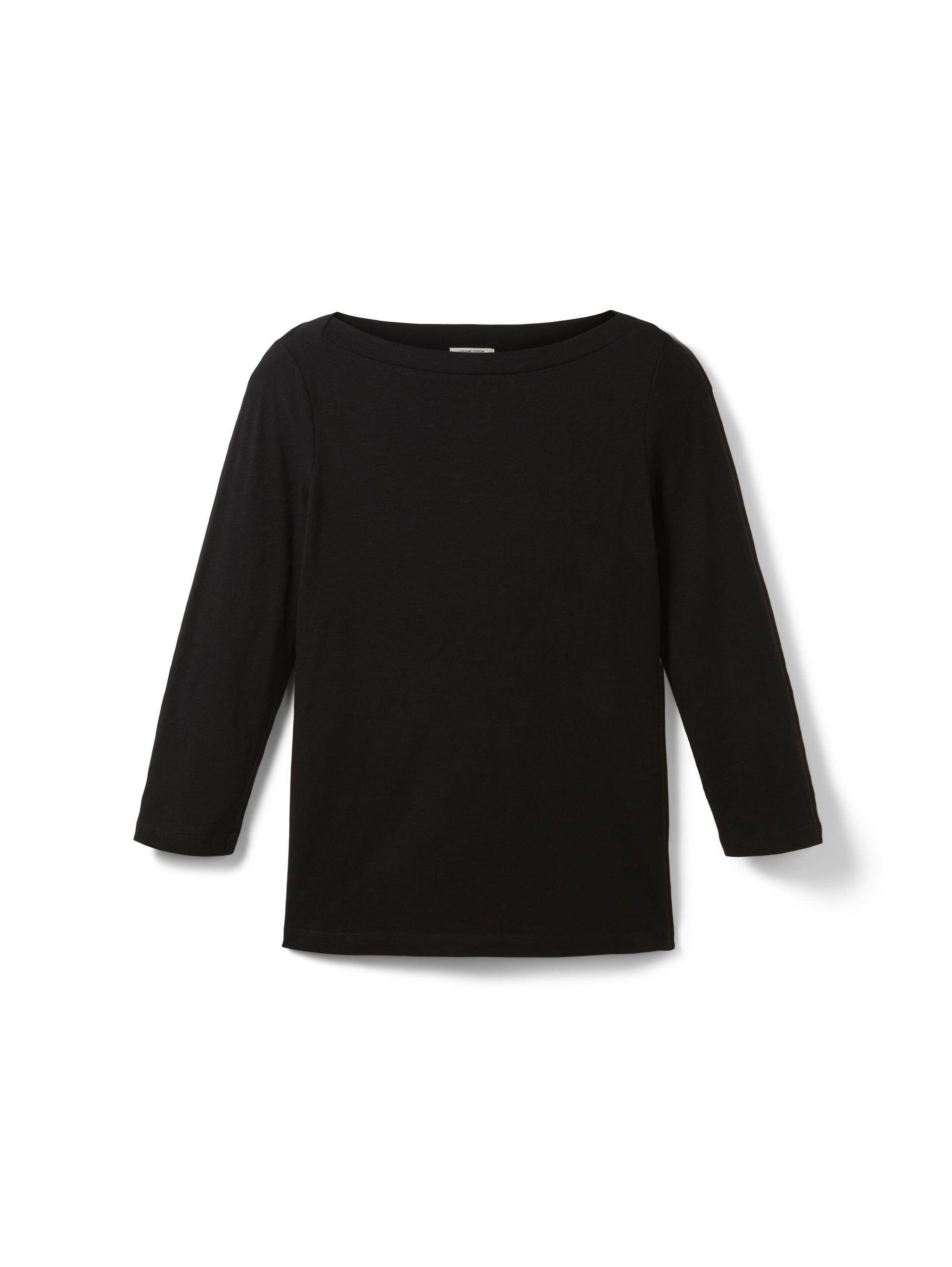 Basic Longsleeve mit 3/4-Arm aus Baumwolle M Regular Fit - Deep Black