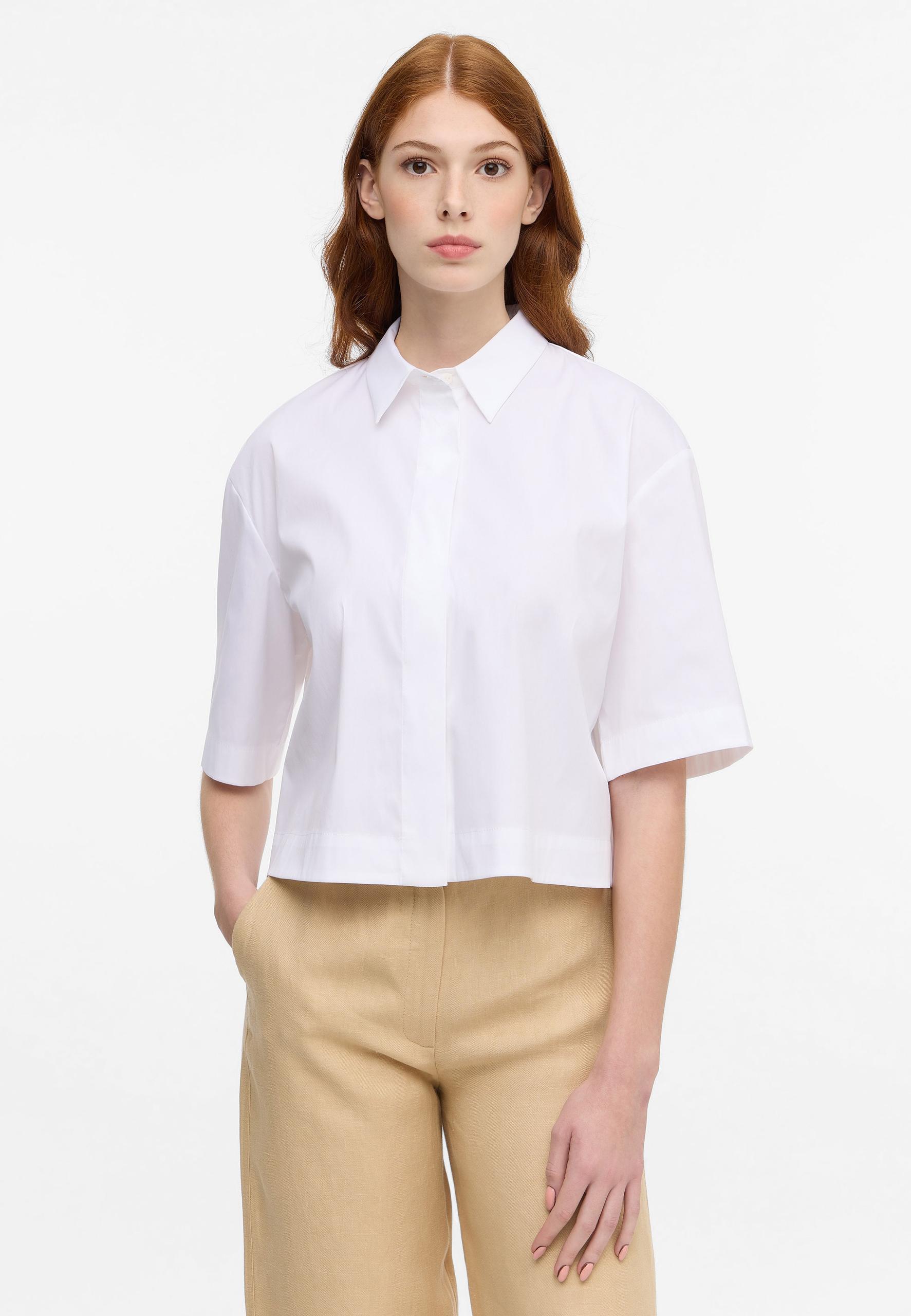 Signature Shirt Bluse Popeline Kurzarm 36/Kurzarm OVERSIZE FIT - Weiß