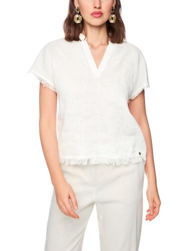 Blusenshirt aus Leinen-Baumwolle-Mix 40 - Bright Ecru