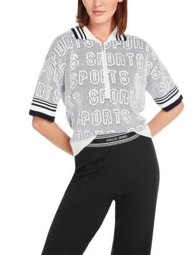 Weites Polo Shirt mit Zipp 38 - White And Black