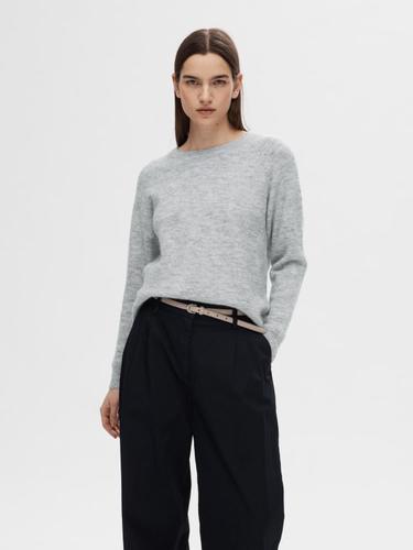 SLFLULU LS KNIT O-NECK B NOOS M Normal geschnitten - Light Grey Melange
