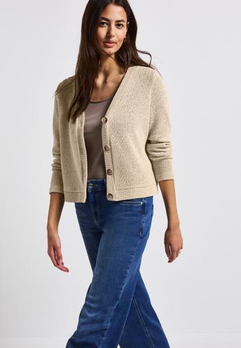 Glitzernde Strick-Look Jacke Beige 42