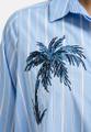Blouse w collar + placket, 1/1 sleeves w cuffs, body w Appli Blau 34