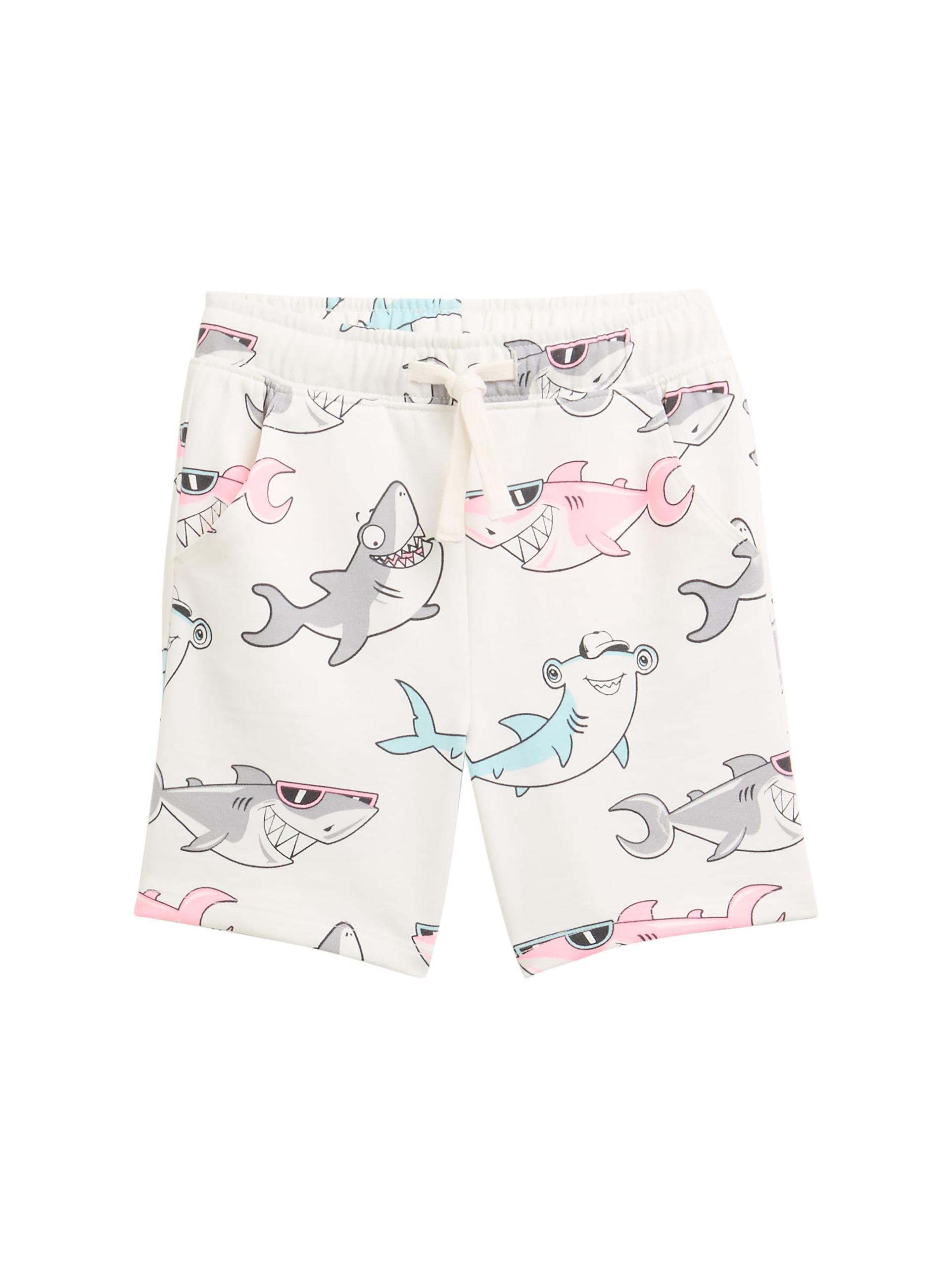 Sweat-Shorts mit Allover-Print 128/134 Loose Fit - Colorful Shark Design