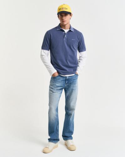 Sunfaded Piqué Poloshirt Blau XL