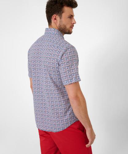 Style Dan XXL Herrenhemd, Halbarm, Button Down-Kragen, Durchgehende Knopfleiste, Modern Fit, Leicht taillierte Silhouette - Coral