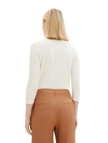 Basic Longsleeve mit 3/4-Arm aus Baumwolle L Regular Fit - Whisper White